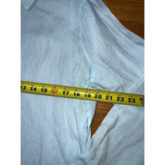 EILEEN FISHER Women Handkerchief Button Organic Linen Classic Collar Shirt M - Picture 7 of 10